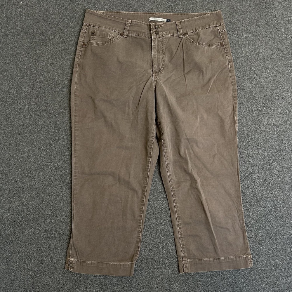 BandolinoBlu Pants Womens 12 Brown Khakis Straight Leg Stretch Twill Pockets